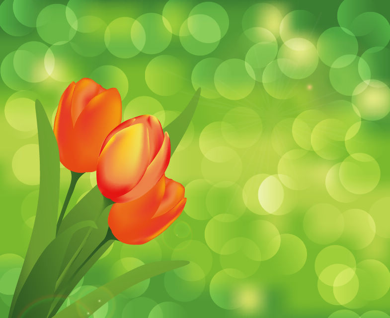 free vector Flower with Green Background Vector Art
